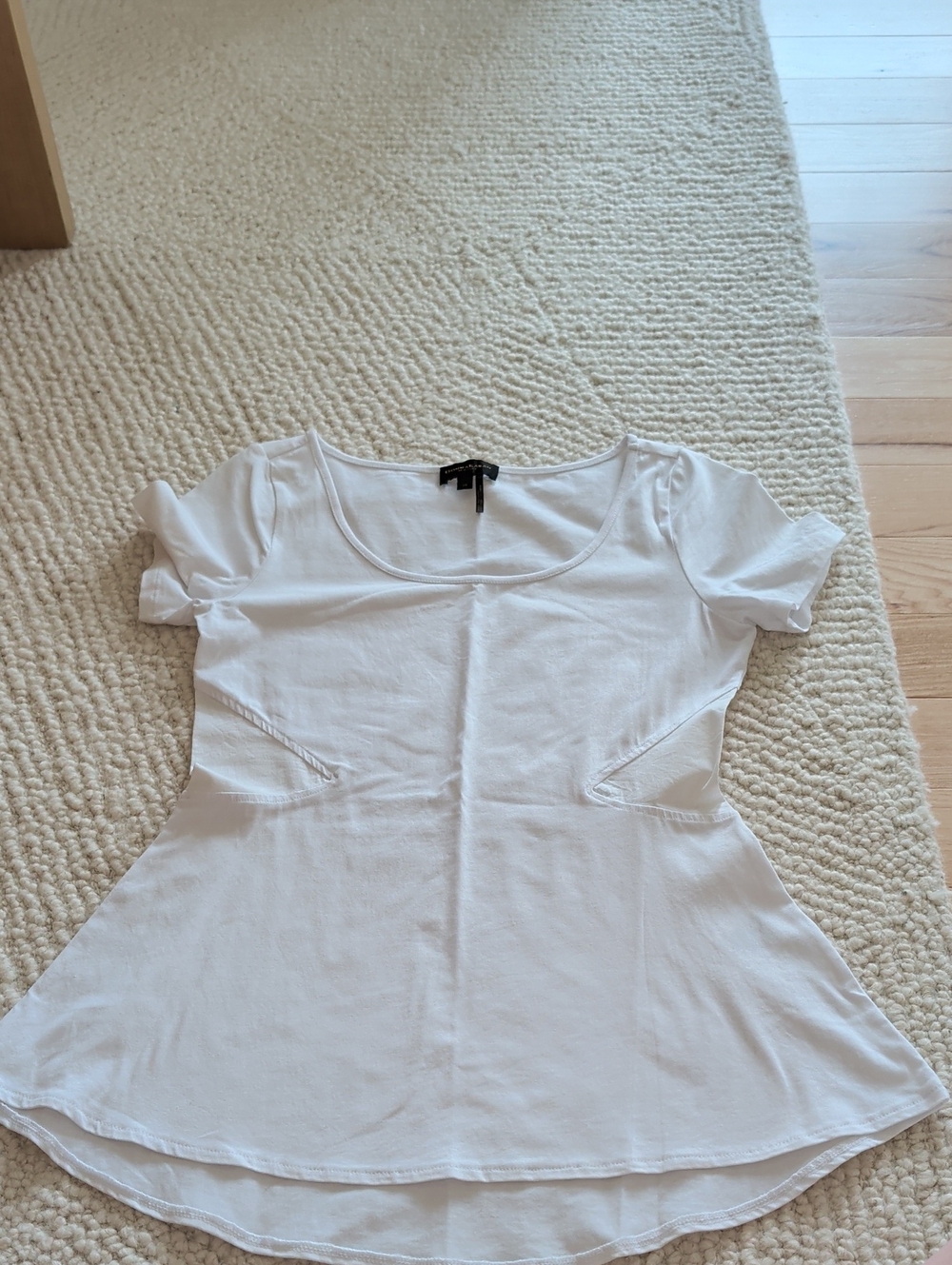 Donna Karan White Scoop Neck Tee with Black Label